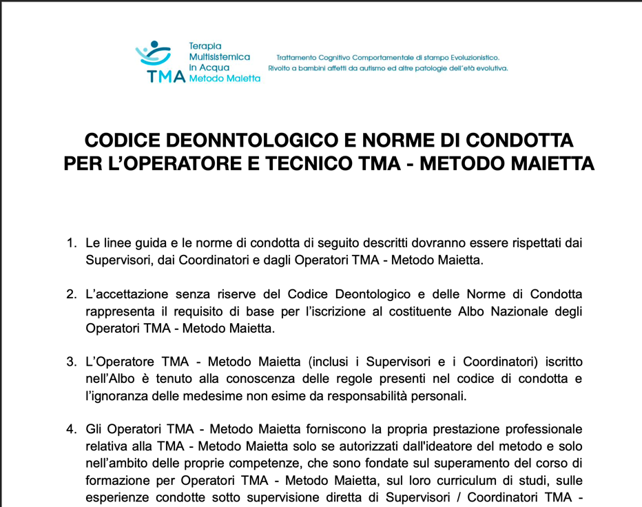 Immagine del codice deontologico